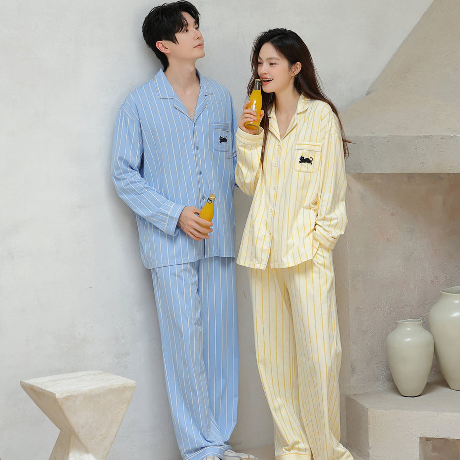 Sunny Kitty · Couple Cotton Long Sleeve Pajama Set