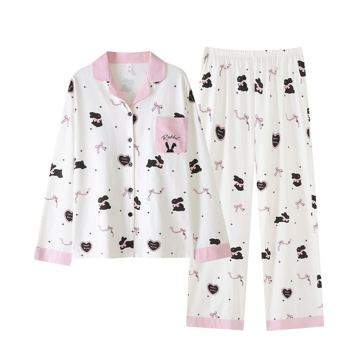 Sweet Bunny · Women's Cotton Long-Sleeve Pajama Set