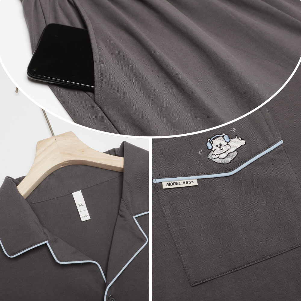 The Sleepy Pup · Couple Cotton Long Sleeve Pajama Set