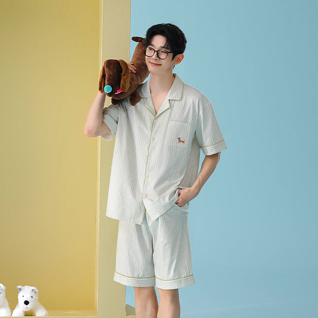Tiny Dachshund · Couple Cotton Short Sleeve Pajama Set