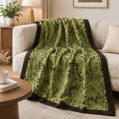 Vintage Botanical & Bird Flannel Throw Blanket