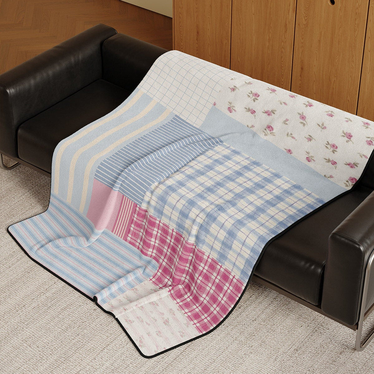 Vintage Patchwork Flannel Throw Blanket