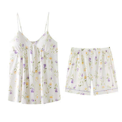 Violet Breeze · Women's Cotton Cami & Shorts Lounge Set with Pads
