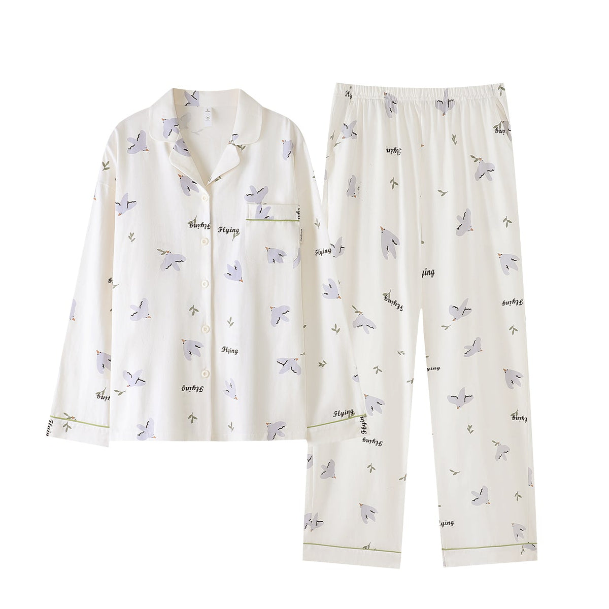 Whispering Wings · Women's Cotton Long-Sleeve Pajama Set