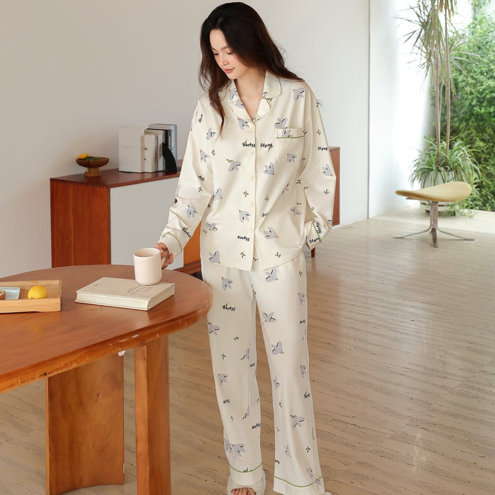 Whispering Wings · Women's Cotton Long-Sleeve Pajama Set