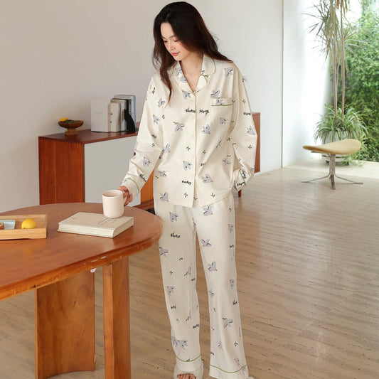 Whispering Wings · Women's Cotton Long-Sleeve Pajama Set