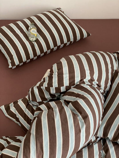 100% Knit Cotton Stripes Bedding Set