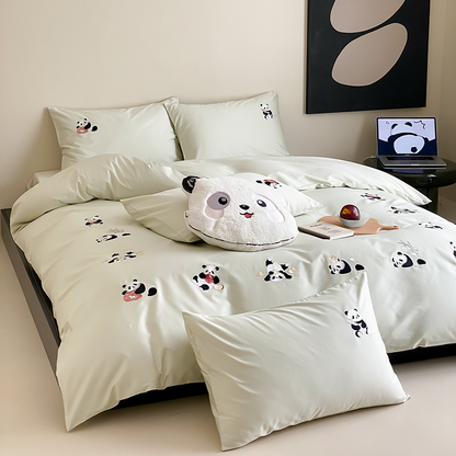 Panda Hugs · 100s Long Staple Cotton Bedding Set